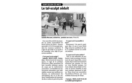 Article Républicain Lorrain sur Tai-Sculpt